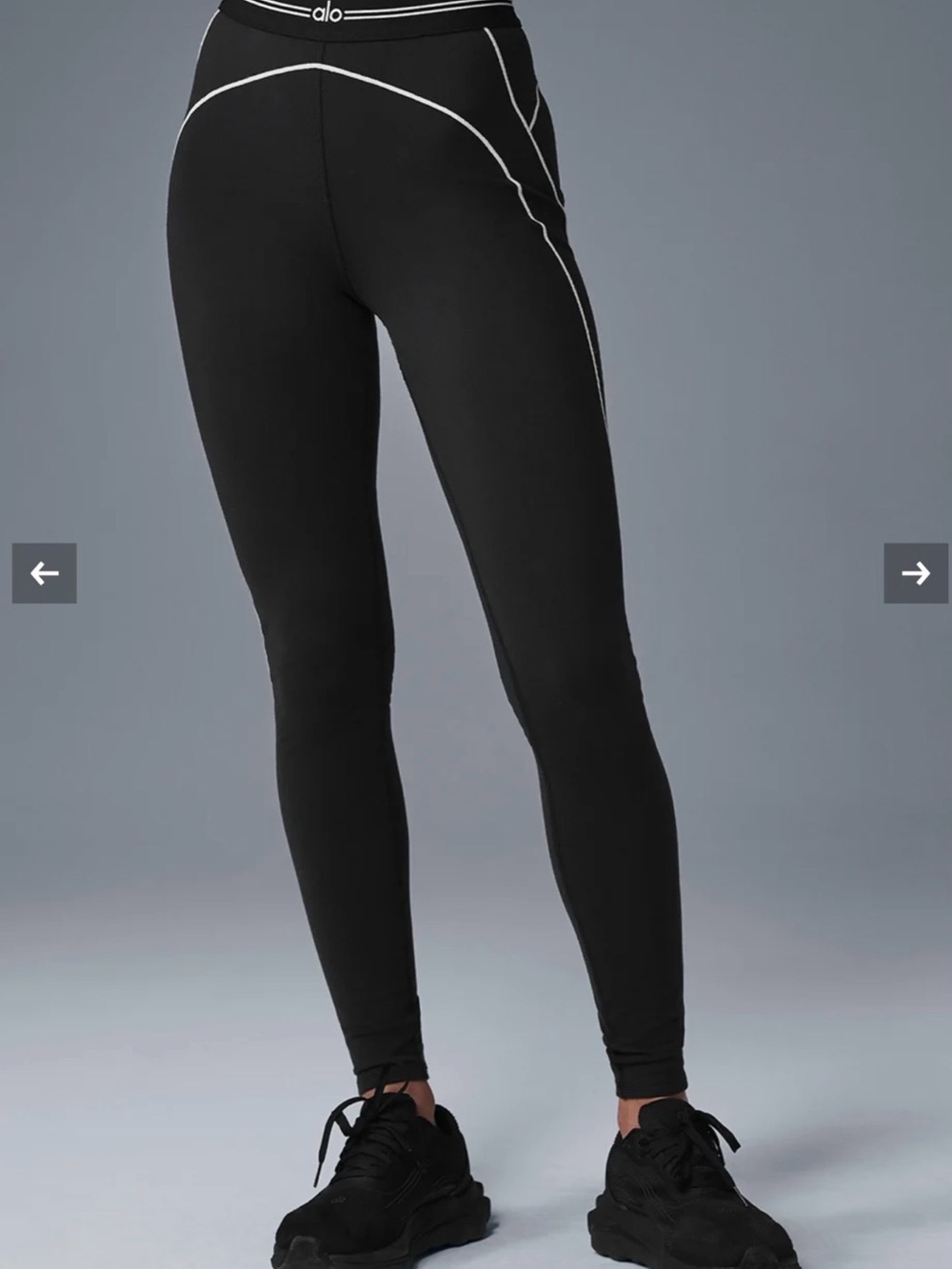 ALO Yoga Black Leggings with White Contrast Seams